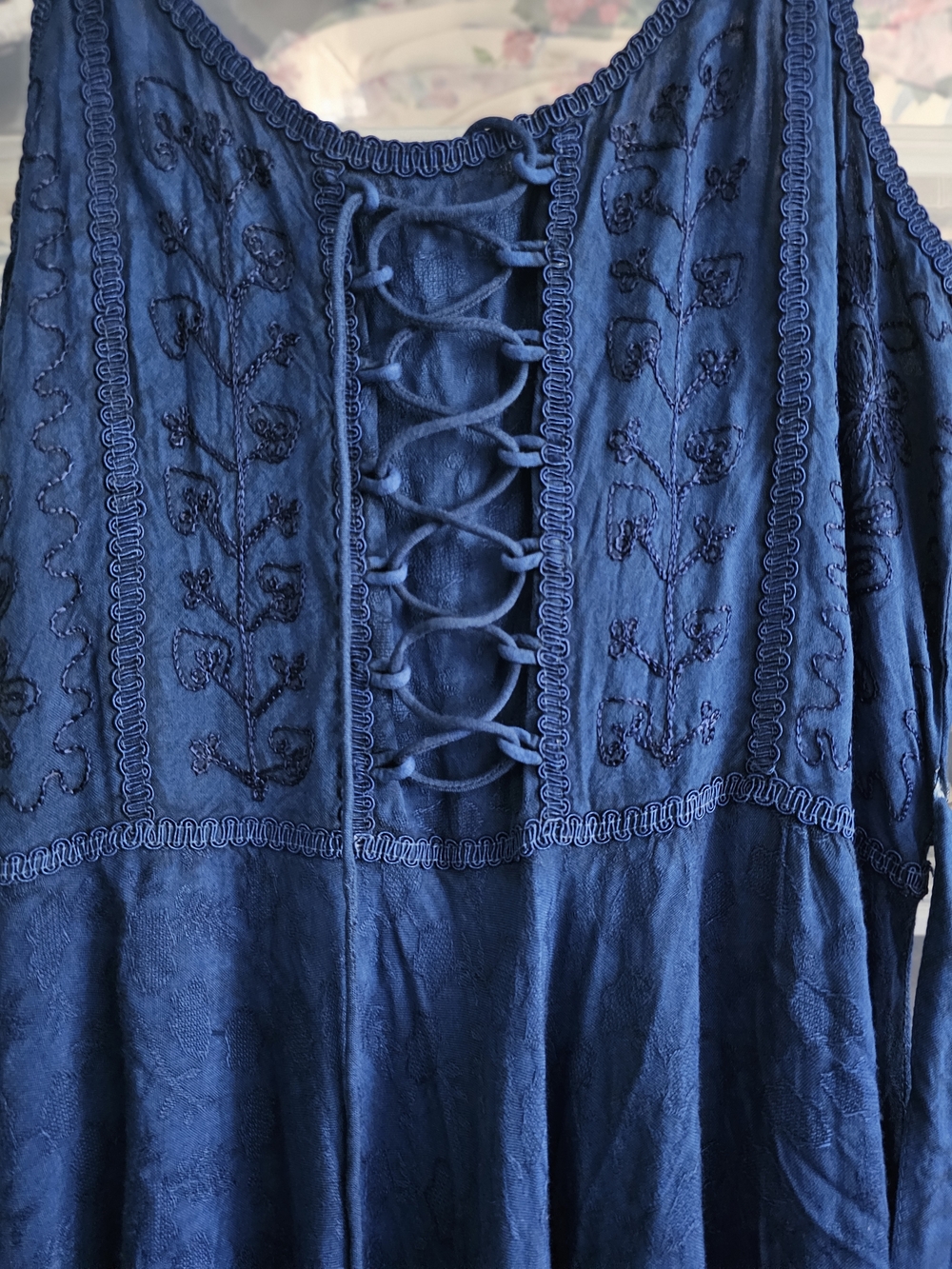 Advance Apparels Navy Blue Asymmetrical Lace-Up Dress - Picture 9 of 9